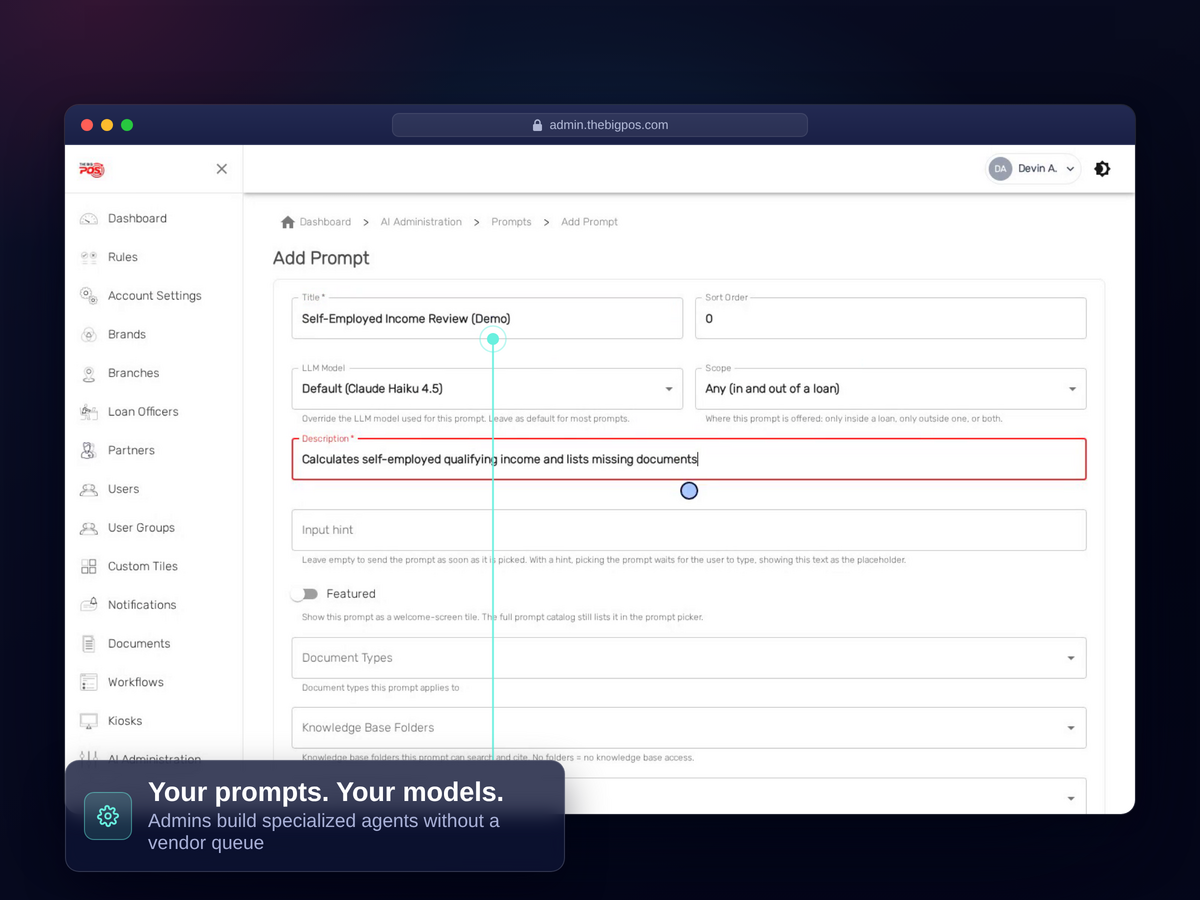 Building a custom agent in BIG AI